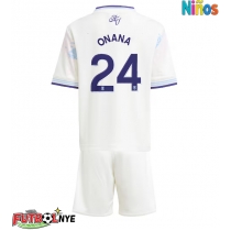 Camiseta Aston Villa Amadou Onana #24 Tercera Equipación para niños 2025-26 manga corta (+ pantalones cortos)